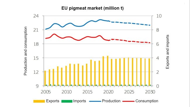 Fonte: CE (2020), Perspectivas agrícolas da UE para mercados, renda e meio ambiente, 2020-2030. Comissão Europeia, DG Agricultura e Desenvolvimento Rural, Bruxelas.