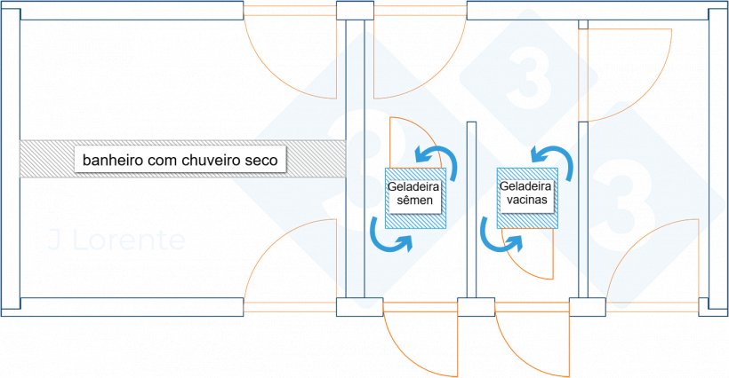 Figura 5.&nbsp;Planta da &aacute;rea de recep&ccedil;&atilde;o com separa&ccedil;&atilde;o de &aacute;reas.
