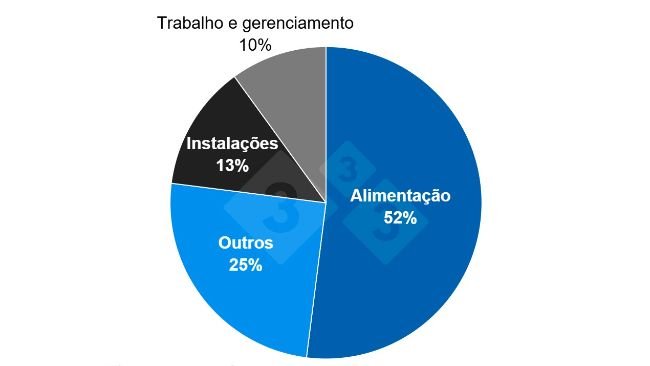 Participação estimada nos custos de produção nos Estados Unidos. Fonte: NPPC.
