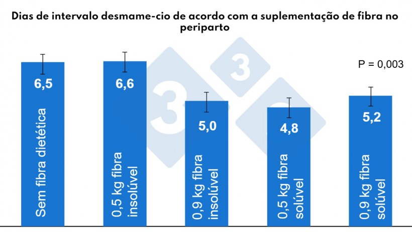 Figura 4. Efeitos da fibra durante o período de periparto no intervalo desmame-cio. Adaptado de Martínez, 2022.