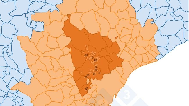 Mapa de novos focos de PSA na Espanha